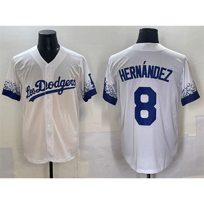 Los Angeles Dodgers #8 Enrique Hern¨¢ndez White Jereymy City Connect Cool Base Stitched Jersey