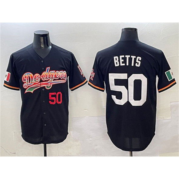 Los Angeles Dodgers #50 Mookie Betts Black Jereymy Mexico Limited Stitched Jersey