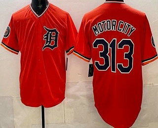 Detroit Tigers #313 Motor City Orange Jereymy Limited Jersey