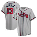 Atlanta Braves #13 Ronald Acuna Jr. Gray Jereymy Road Replica Player Name Jersey