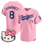 Los Angeles Dodgers #8 Enrique Hernandez Pink Jereymy 2025 Hello Kitty Vapor Limited Stitched Jersey