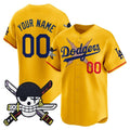 Custom Los Angeles Dodgers x One Piece Gold Jereymy Zoro Patch Vapor Premier Limited Jersey - Stitched