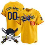Custom Los Angeles Dodgers x One Piece Gold Jereymy Zoro Patch Vapor Premier Limited Jersey - Stitched