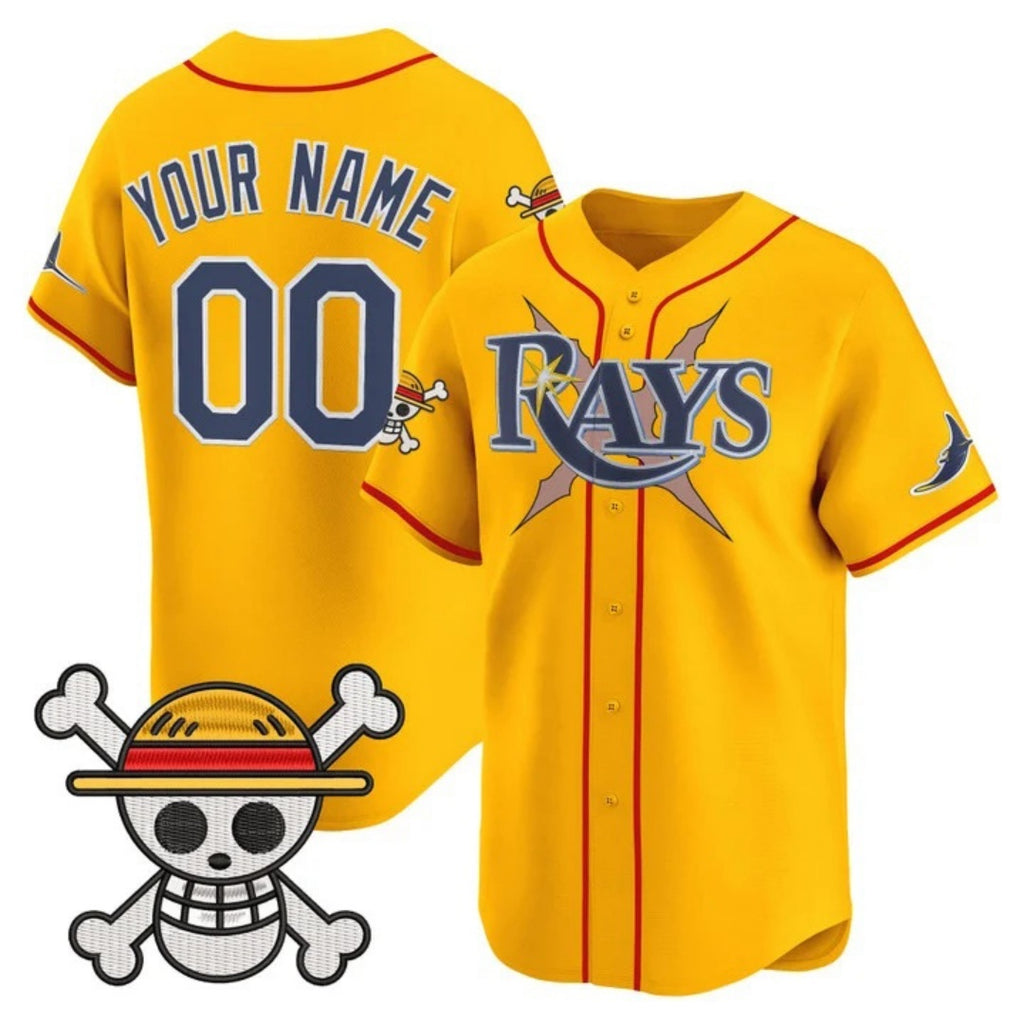 Custom Tampa Bay Rays x One Piece Gold Jereymy Vapor Premier Limited Jersey - Stitched