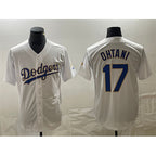 Los Angeles Dodgers #17 Shohei Ohtani White Gold Jereymy Cool Base With Patch Stitched Jersey