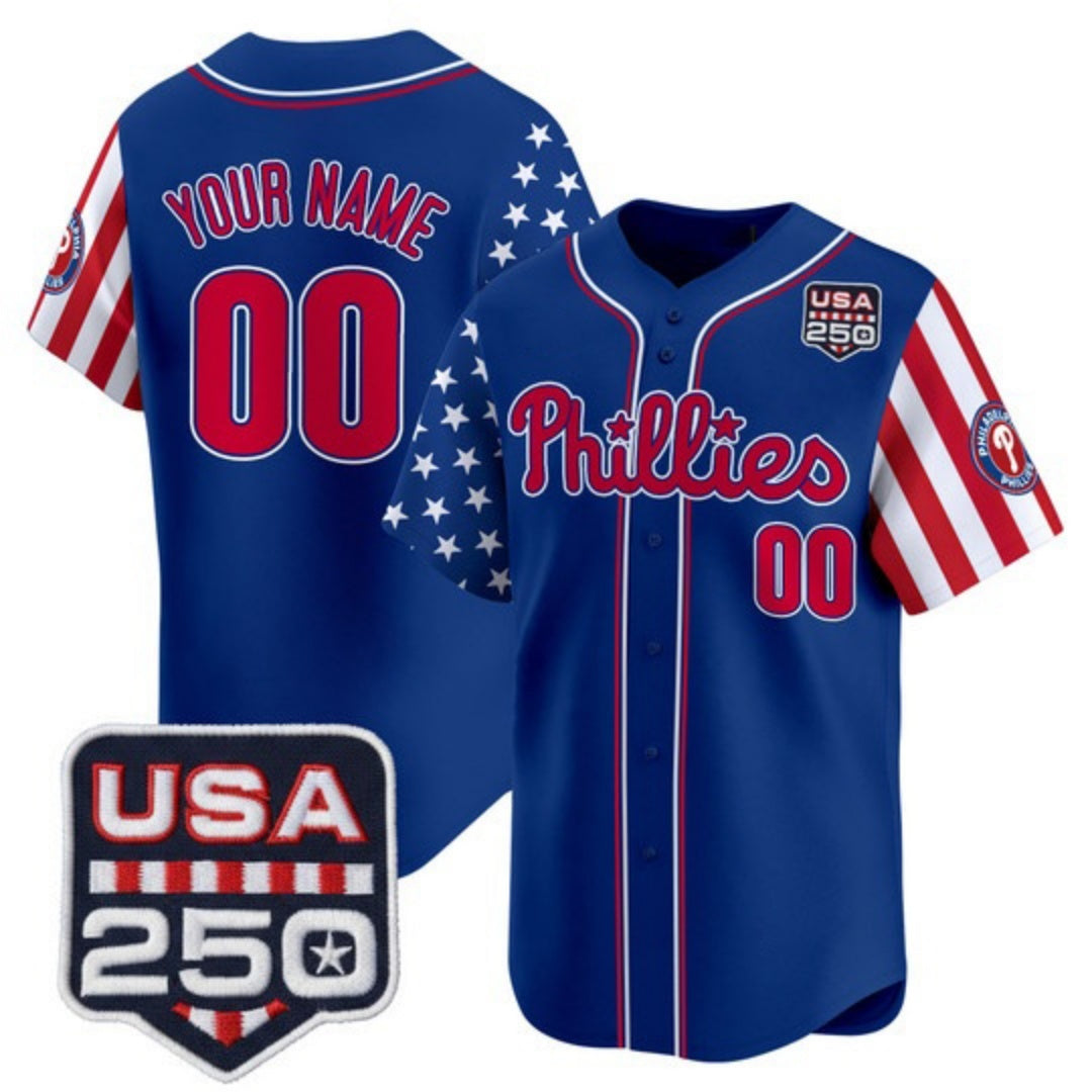 Custom Philadelphia Phillies America 250 Edition Vapor Premier Limited Royal Jereymy Stitched Jerseys