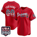 Custom Atlanta Braves Red Jereymy USA 250 Fourth of July Vapor Premier Limited Jersey ¨C All Stitched