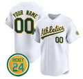 Custom Oakland Athletics Active Player White Jereymy Rickey Henderson Patch Vapor Premier Limited Stitched Jersey