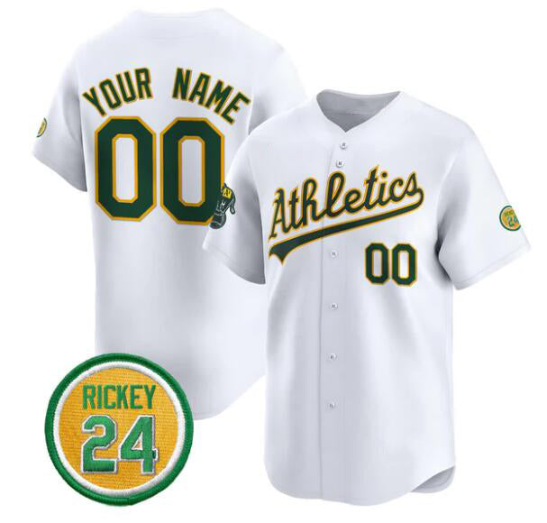 Custom Oakland Athletics Active Player White Jereymy Rickey Henderson Patch Vapor Premier Limited Stitched Jersey