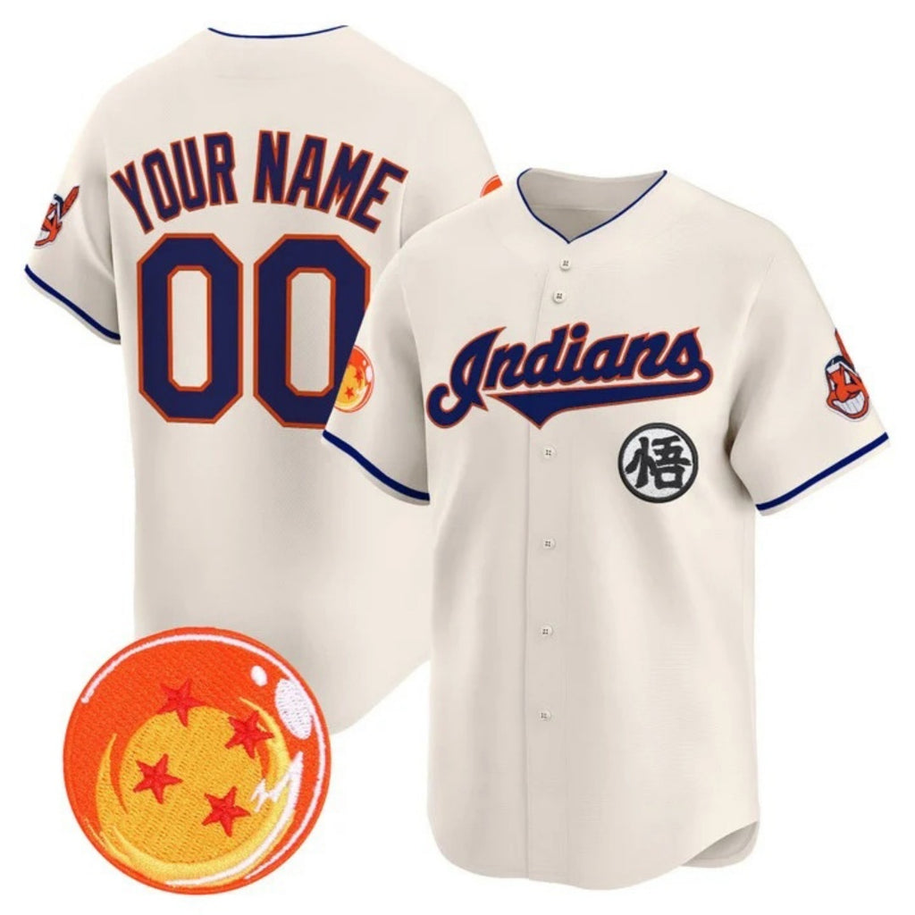 Custom Cleveland Indians x Dragon Ball Cream Jereymy Vapor Premier Limited Jersey - All Stitched