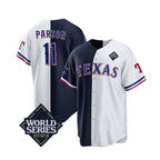 Texas Rangers & Cowboys #11 Micah Parsons Navy White Jereymy Splite 2023 World Series Splite Stitched Jersey