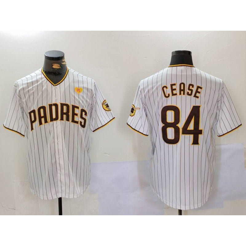 San Diego Padres #84 Dylan Cease White Jereymy Team Logo With PS Patch Stitched Cool Base Jersey