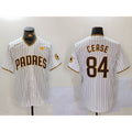 San Diego Padres #84 Dylan Cease White Jereymy Team Logo With PS Patch Stitched Cool Base Jersey