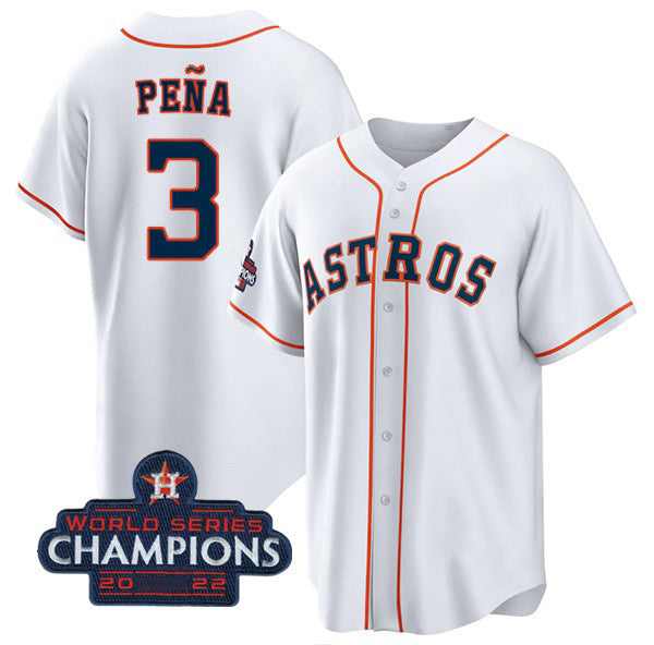 Houston Astros #3 Jeremy Pena White Jereymy 2022 World Series Champions Cool Base Stitched Jersey