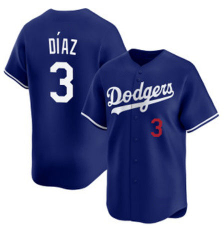 Los Angeles Dodgers #3 Edwin D¨ªaz Royal Jereymy Cool Base Stitched Jersey