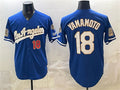 Los Angeles Dodgers #18 Yoshinobu Yamamoto Royal Jereymy 2026 Gold Collection 9x & B2B Champs Patch Stitched Jersey