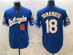 Los Angeles Dodgers #18 Yoshinobu Yamamoto Royal Jereymy 2026 Gold Collection 9x & B2B Champs Patch Stitched Jersey