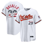 Baltimore Orioles #29 Samuel Basallo Player White Jereymy USA 250 Fourth of July Home Game Stitched Jerseys