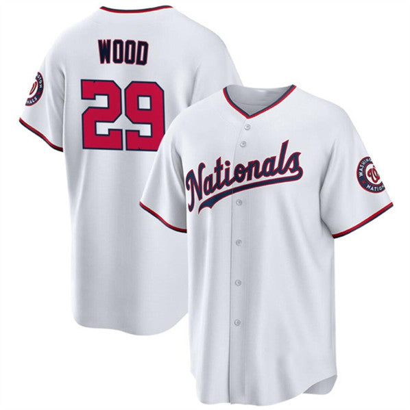 Washington Nationals #29 James Wood White Jereymy 2024 Home Limited Stitched Jersey