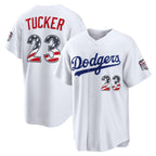 Los Angeles Dodgers #23 Kyle Tucker USA 250 Fourth of July Home Stadium Jersey - White Jereymy