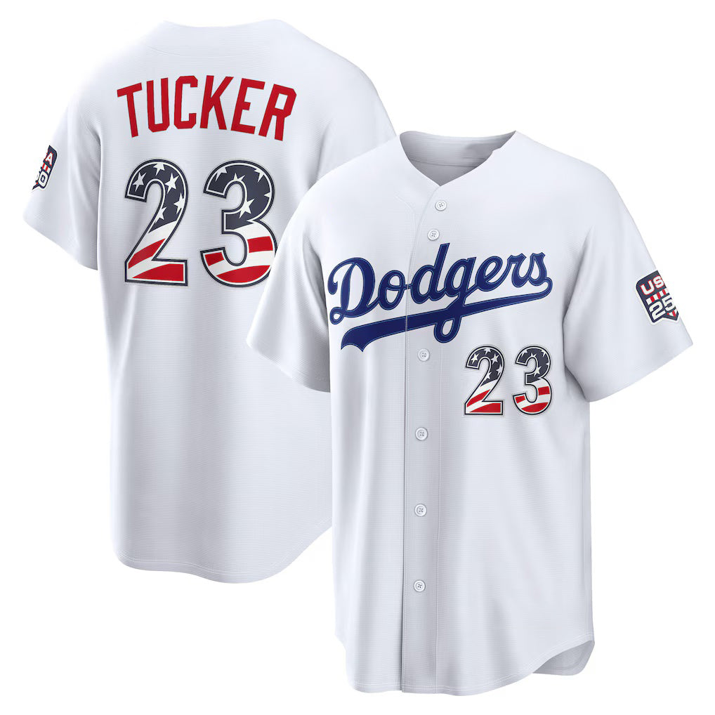 Los Angeles Dodgers #23 Kyle Tucker USA 250 Fourth of July Home Stadium Jersey - White Jereymy