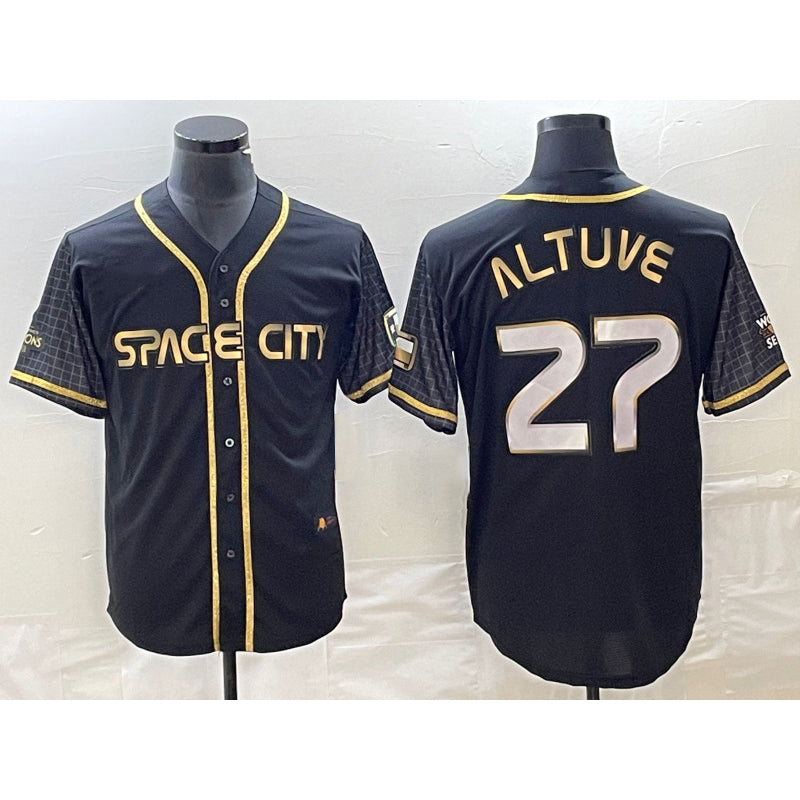 Houston Astros #27 Jose Altuve Black Jereymy City Connect Cool Base Stitched Jersey