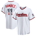 Cleveland Guardians #11 Jos¨¦ Ram¨ªrez USA 250 Fourth of July Home Stadium Jersey - White Jereymy