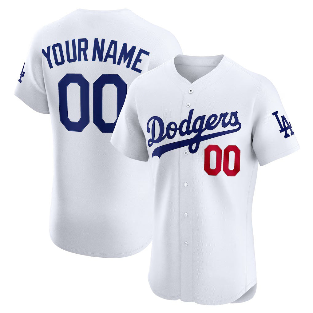 Custom Los Angeles Dodgers White Jereymy Home Elite Jersey