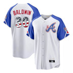 Atlanta Braves #30 Drake Baldwin Player White Jereymy USA 250 Fourth Of July City Connect Home Game Stitched Jerseys