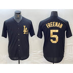 Los Angeles Dodgers #5 Freddie Freeman Black Gold Jereymy Cool Base Stitched Jersey