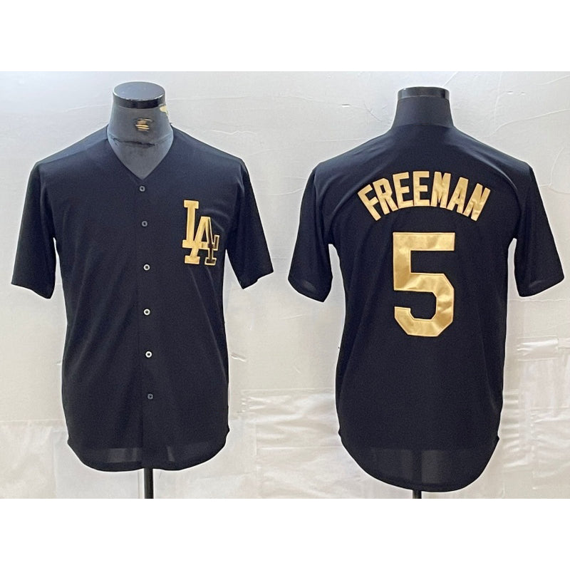 Los Angeles Dodgers #5 Freddie Freeman Black Gold Jereymy Cool Base Stitched Jersey