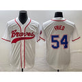 Atlanta Braves #54 Max Fried White Jereymy Cool Base With Patch Stitched Jersey