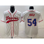 Atlanta Braves #54 Max Fried White Jereymy Cool Base With Patch Stitched Jersey