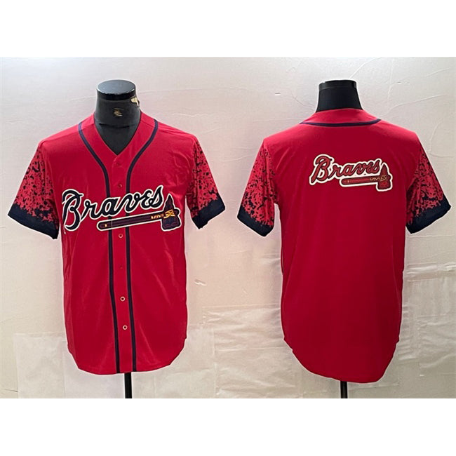 Atlanta Braves Red Jereymy Team Big Logo City Connect Cool Base Stitched Jersey