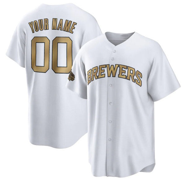 Custom Milwaukee Brewers Active Player White Jereymy 2022 All-Star Cool Base Stitched Jersey