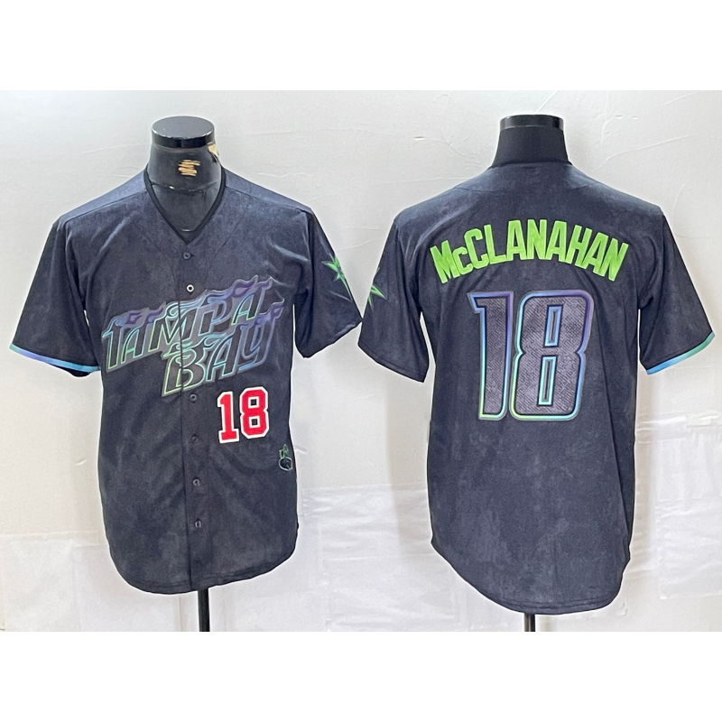 Tampa Bay Rays #18 Shane McClanahan Number Charcoal Jereymy 2024 City Connect Limited Stitched Jerseys