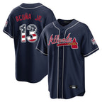 Atlanta Braves #13 Ronald Acuna Jr Player Navy Jereymy USA 250 Fourth Of July Limited Home Game Stitched Jerseys