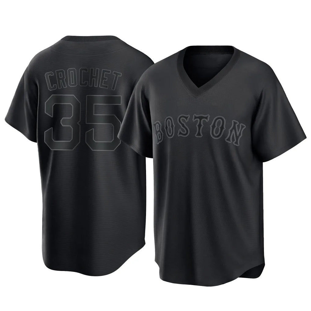 Boston Red Sox #35 Garrett Crochet Player Black Jereymy T-shirt Home Game Stitched Jerseys