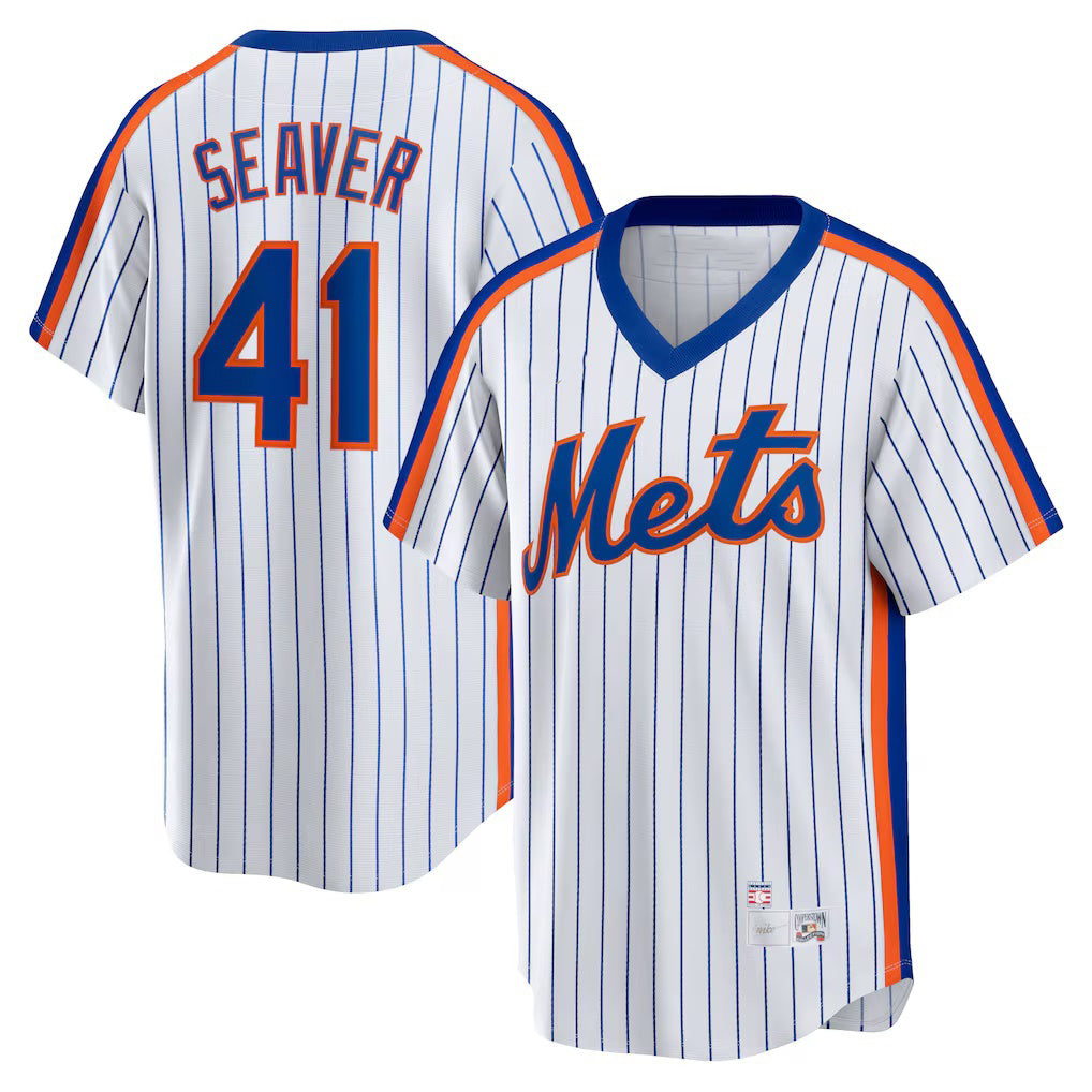 New York Mets #41 Tom Seaver White Jereymy Home Cooperstown Collection Player Jersey