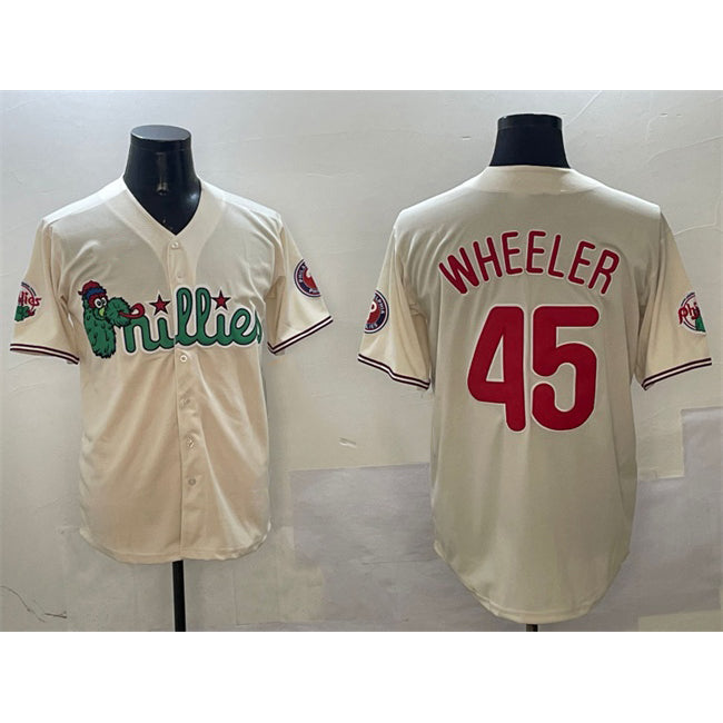 Philadelphia Phillies #45 Zack Wheeler Cream Jereymy Phanatic Limited Stitched Jersey