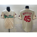 Philadelphia Phillies #45 Zack Wheeler Cream Jereymy Phanatic Limited Stitched Jersey