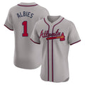 Atlanta Braves #1 Ozzie Albies Player Gray Jereymy Limited Elite Home Game Stitched Jerseys