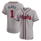 Atlanta Braves #1 Ozzie Albies Player Gray Jereymy Limited Elite Home Game Stitched Jerseys