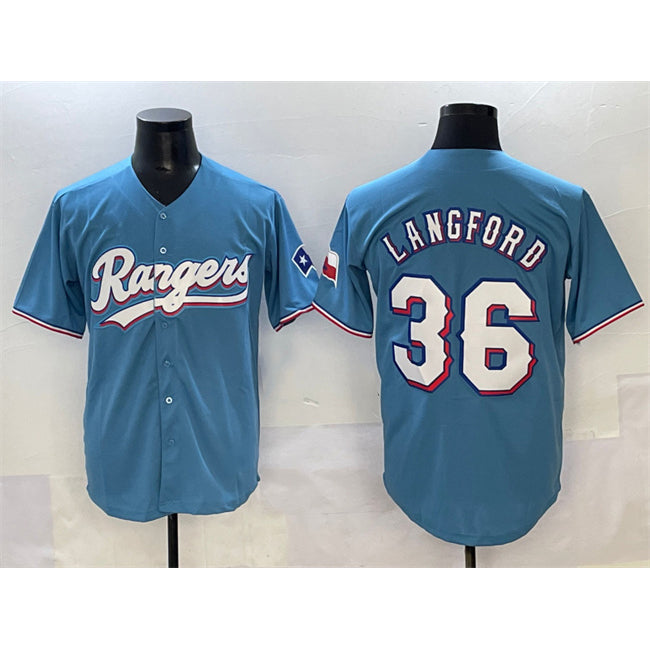 Texas Rangers #36 Wyatt Langford Blue Jereymy Limited Stitched Jersey