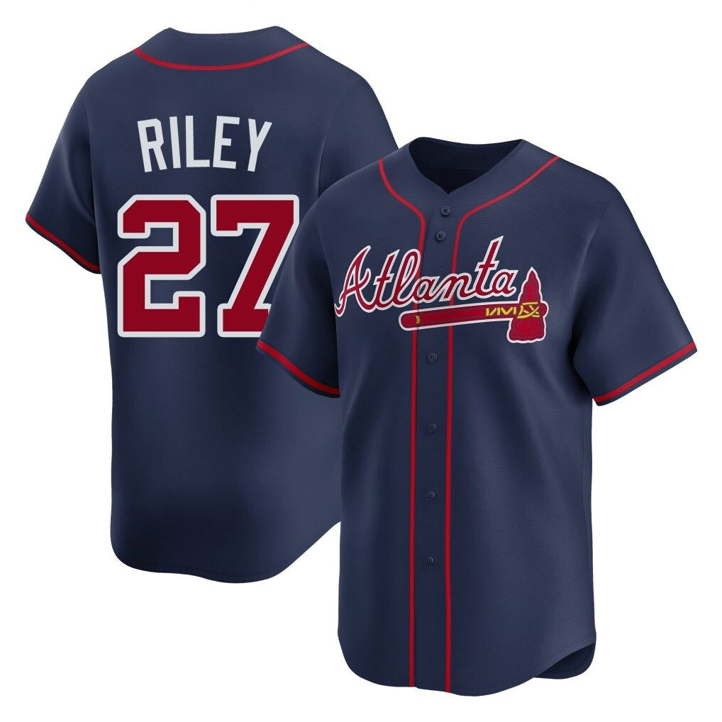 Atlanta Braves #27 Austin Riley Player Navy Jereymy Limited Home Game Stitched Jerseys