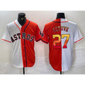 Houston Astros #27 Jose Altuve White Orange Jereymy Split Stitched Jersey