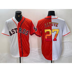 Houston Astros #27 Jose Altuve White Orange Jereymy Split Stitched Jersey
