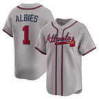 Atlanta Braves #1 Ozzie Albies Gray Jereymy Road Limited Player Jersey