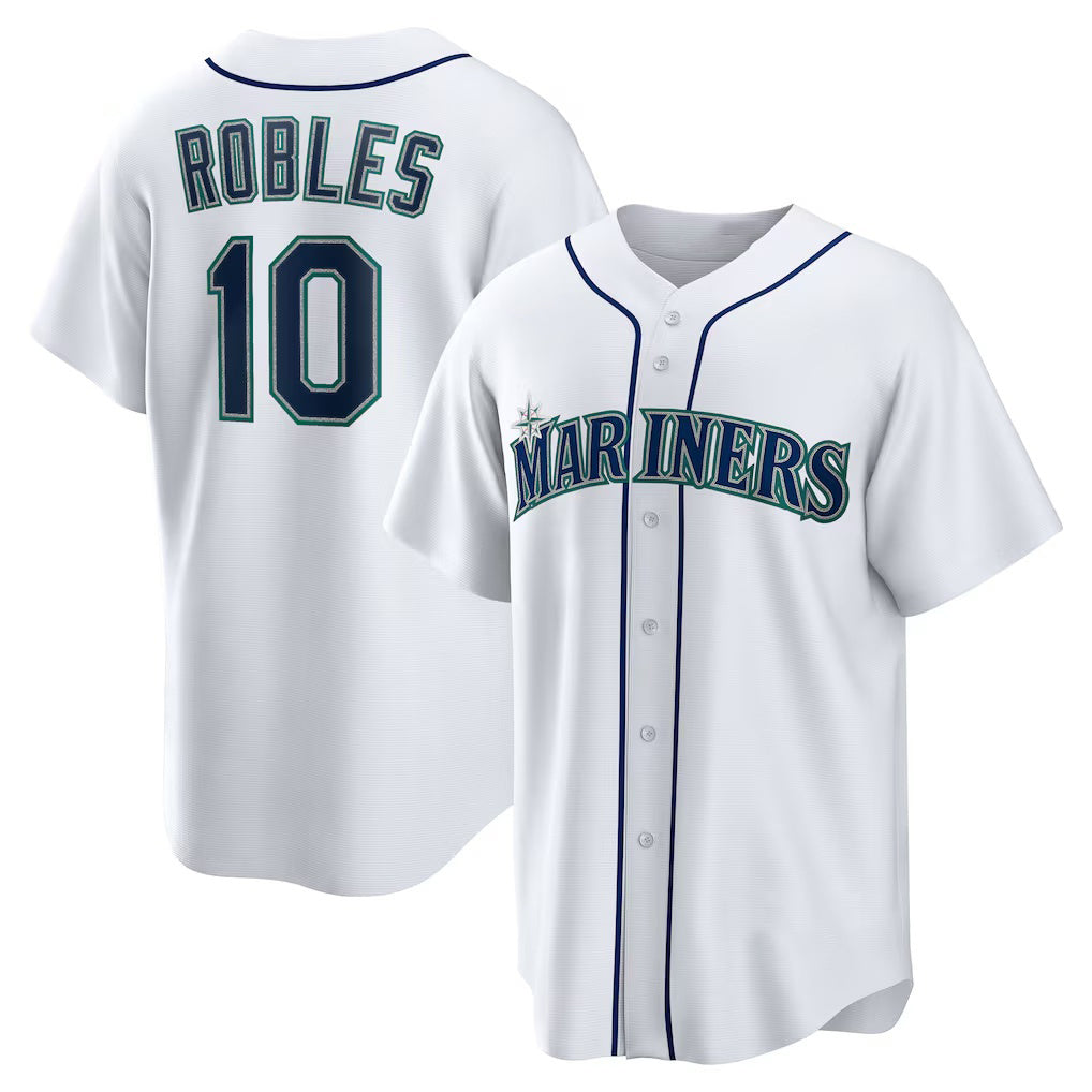 Seattle Mariners #10 Victor Robles White Jereymy Home Replica Jersey