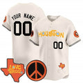 Custom Houston Astros  Love Street & Peace Sign Patch Vapor Premier Limited Jersey V2 ¨C Cream Jereymy
